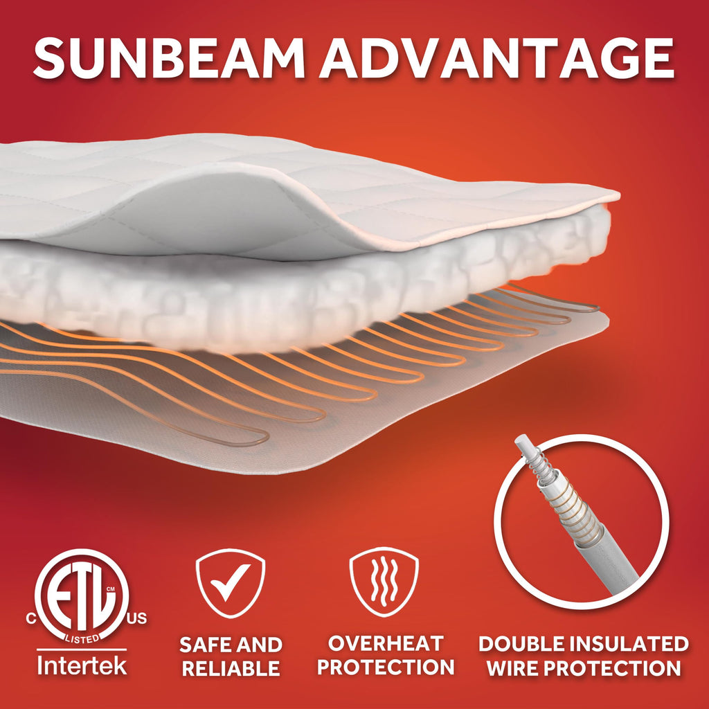 Premium Quilted Heated Mattress Pad, Queen 80 x 60 in