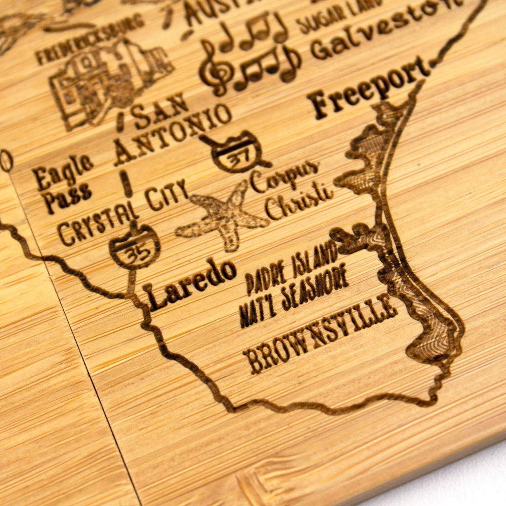 Texas State Puzzle 4 Piece Bamboo Coaster Set with Case