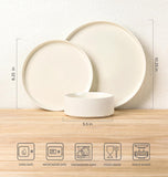 Ceramic Dinnerware Sets for 4, 12 Pieces Porcelain Lightweight Plates and Bowls Sets, Scratch Resistant Dish Set