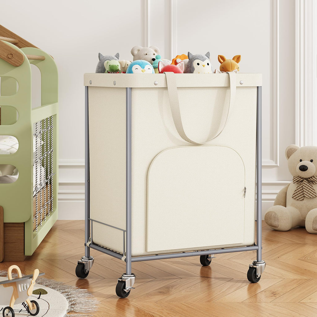170L Large Laundry Basket with Wheels, Rolling Laundry Hamper Easy Access Clothing Minimizes Bending, Laundry Cart