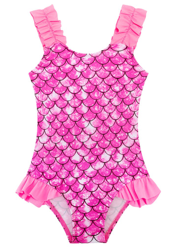 Girls One Piece Swimsuit Ruffled Straps Bathing Suit for Toddler Girl UPF 50+ Swimming Suits Quick Dry Swimwear