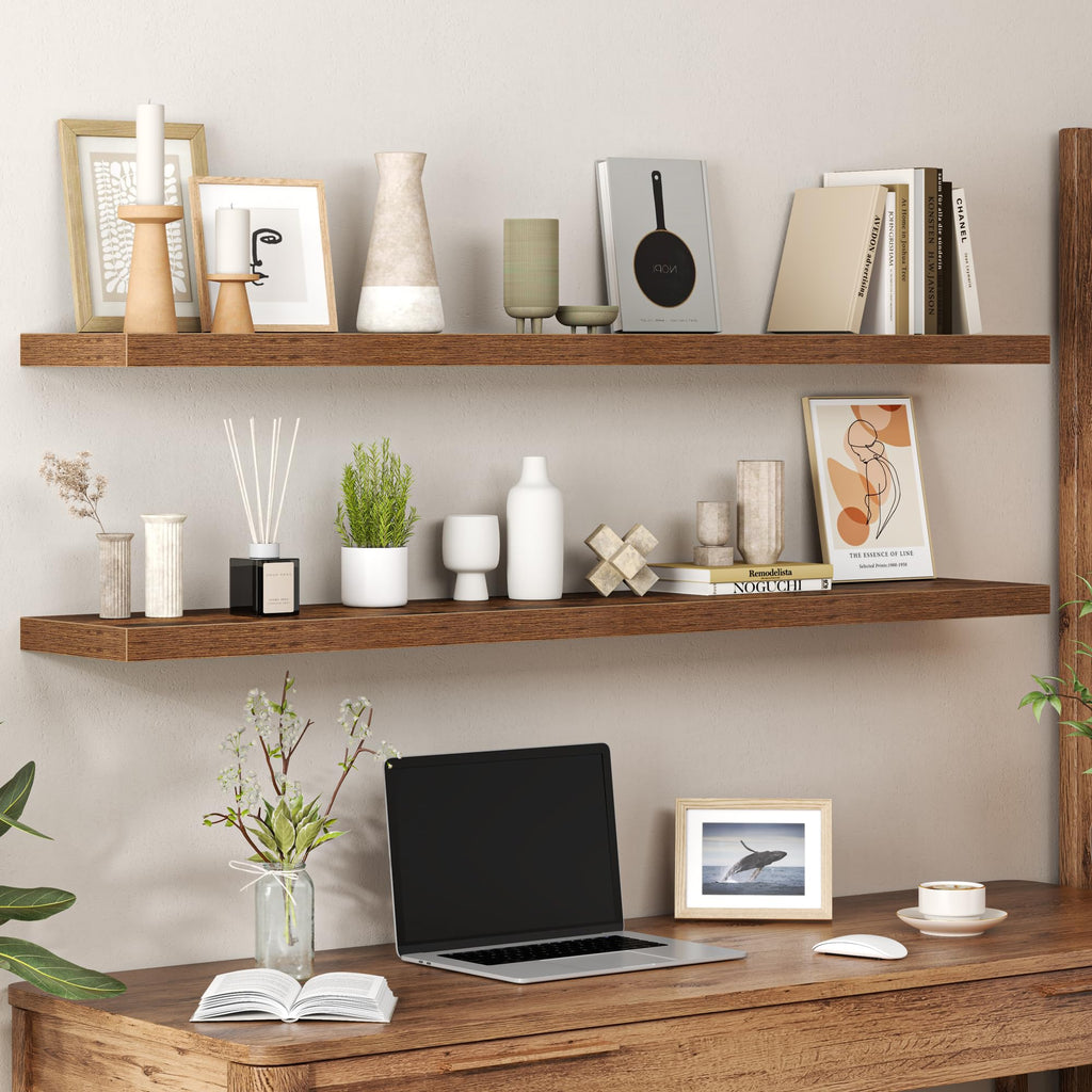 Floating Shelves 55.1" W x 9.3" D Rustic Brown Set of 2