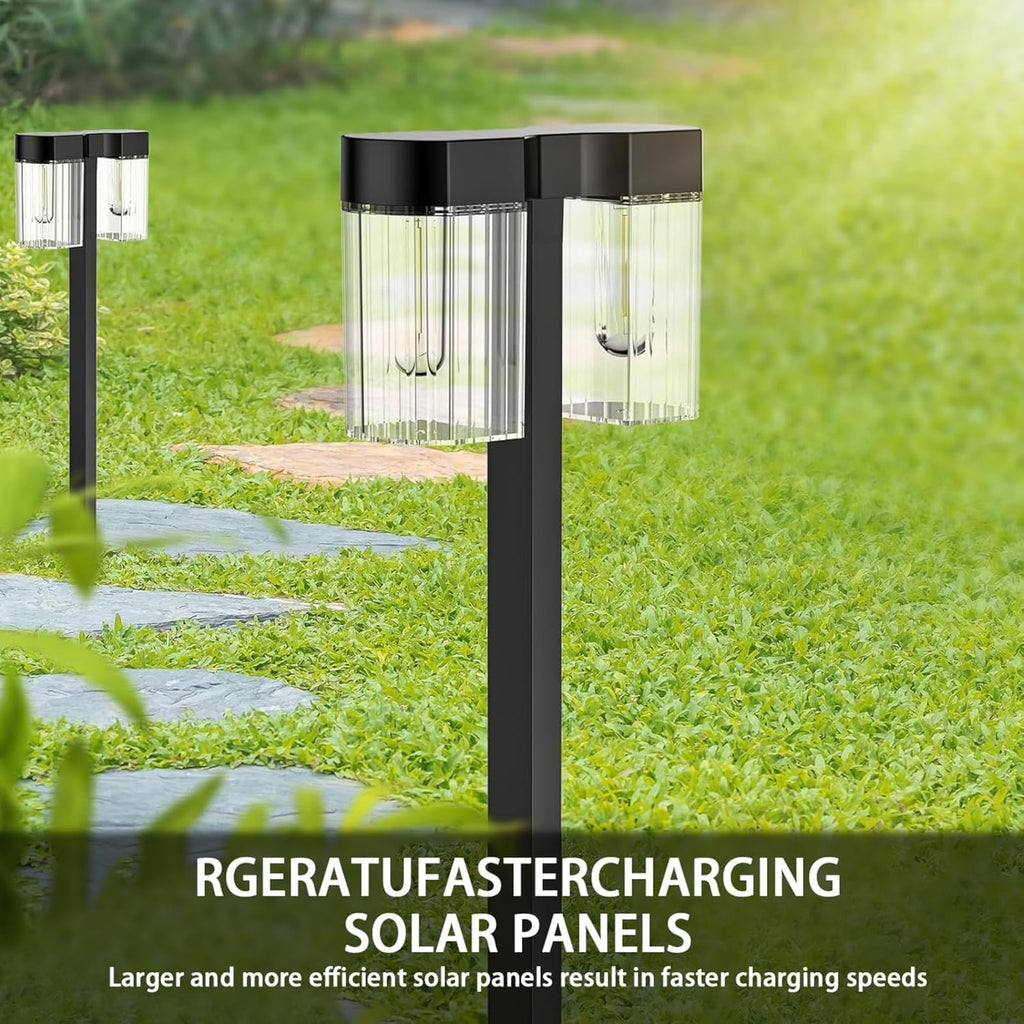 Solar Outdoor Lights, 2 Pack Waterproof Solar Pathway Lights for Pathway Garden Yard Path Walkway Driveway Lawn Decor