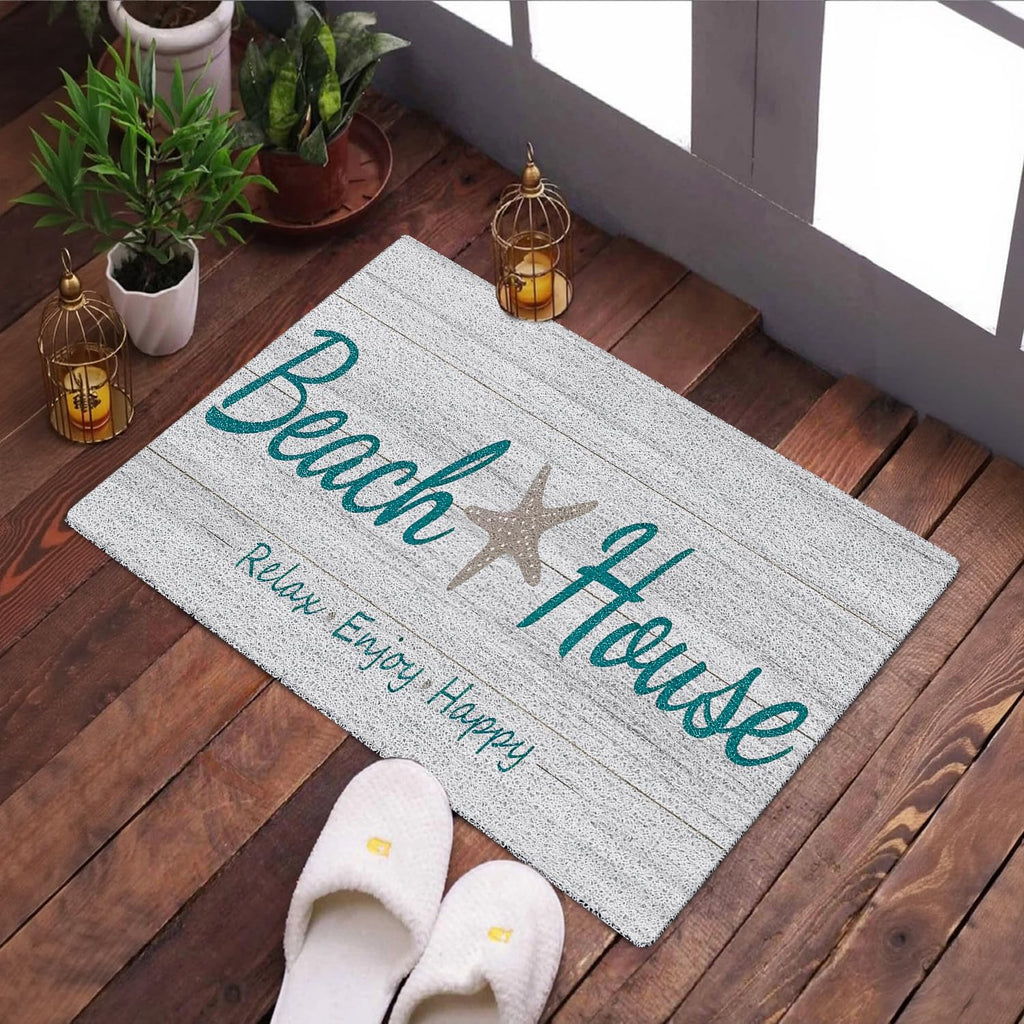 Beach House Door Mat, Beach House Decor, Beach Welcome Mats Outdoor, Summer Beach Front Doormat Outdoor Entrance