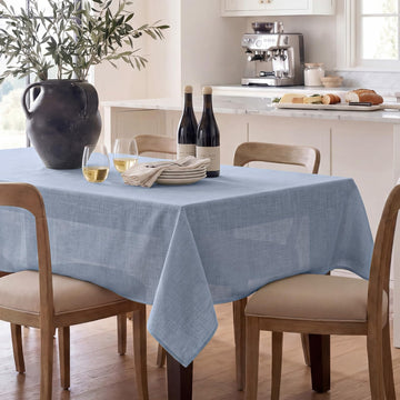 Rectangle Tablecloth with Linen Textured, 60 x 102 Inch, Dusty Blue