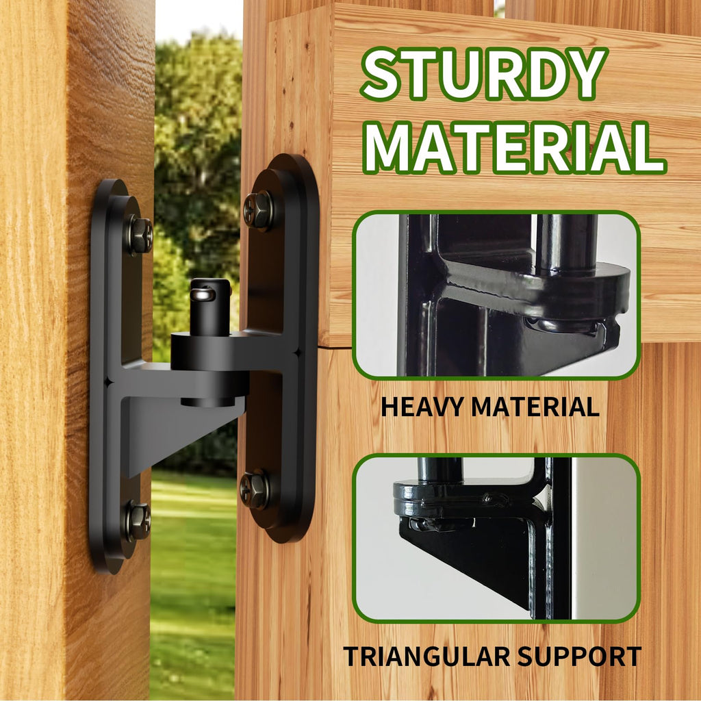 Heavy Duty Gate Hinges 2 Pack, Steel Anti-Sag Design Wall Mount