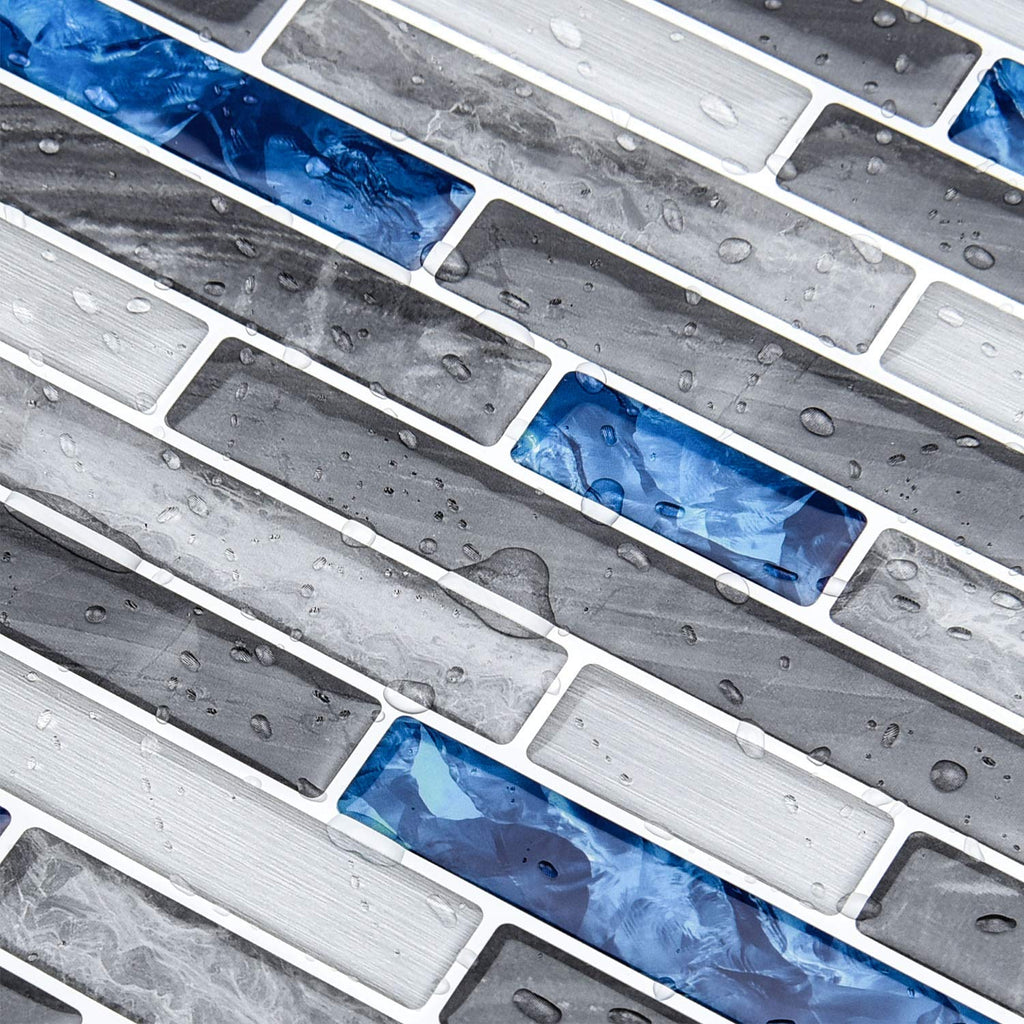 Peel and Stick Stone Wall Tile, 12 x 12 in, 10-Sheet, Blue Marble