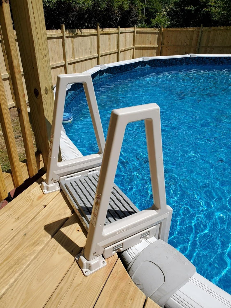 Plastics 635-52X Sturdy Above Ground in-Pool Swimming Pool Ladder for Decks Adjustable from 46"-56"