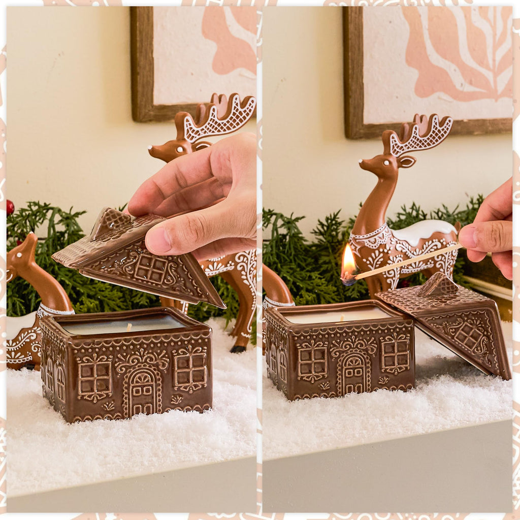 Christmas Scented Jar Candle Gingerbread House Decor for Gifts