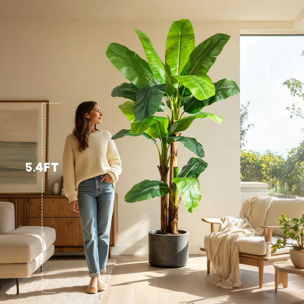 Tall Artificial Banana Tree Big Faux Tropical Bananas Trees Indoor Outdoor Realistic Floor Plant Large Fake Plants