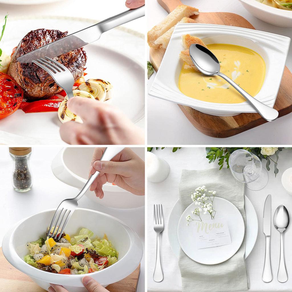 60-Piece 18/10 Stainless Steel Flatware Service for 12, Heavy Duty