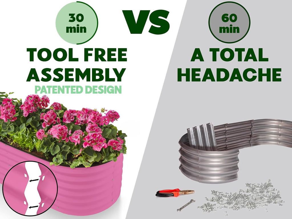 9-in-1 Galvanized Steel Raised Garden Bed // 8×2×1.5 ft Modular Planter for Gardening, Vegetables, Flowers // 18"
