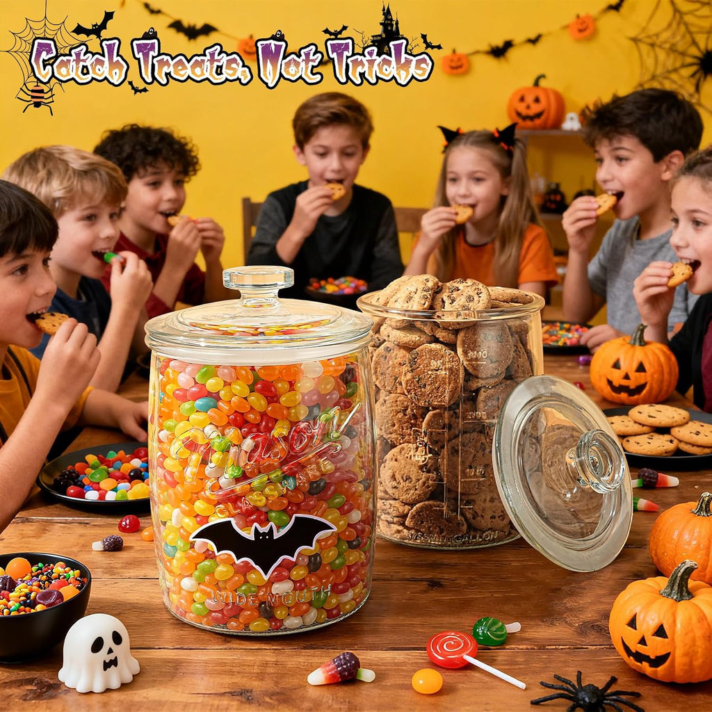 Gallon Glass Cookie Jar, Airtight Lid & Wide Mouth Mason Jar - Set of 128