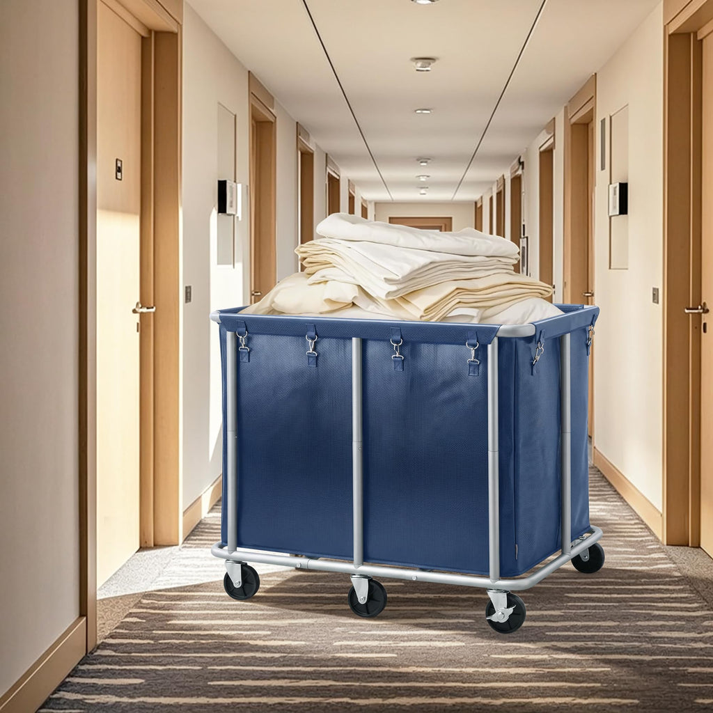 Commercial Laundry Cart with Wheels, 420L Blue