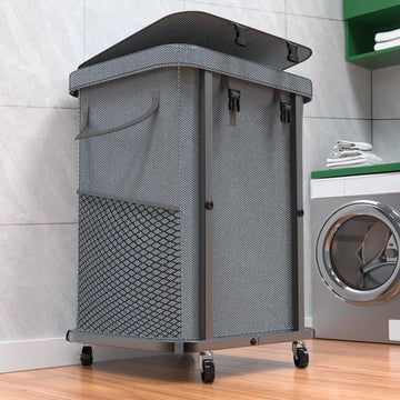 Hamper with Lid,150L Rolling Laundry Basket with Wheels,Grey