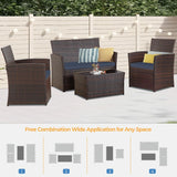 4 Piece Outdoor Patio Furniture Sets, Patio Sectional Furniture Conversation Sofa Set