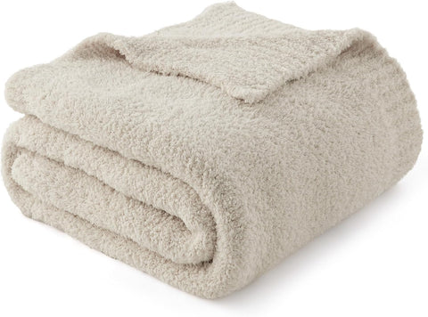 Beige Knit Throw Blanket, Cozy, Fuzzy Knitted Blankets Dupes, Breathable Warm Fluffy Lightweight Throws for Chair