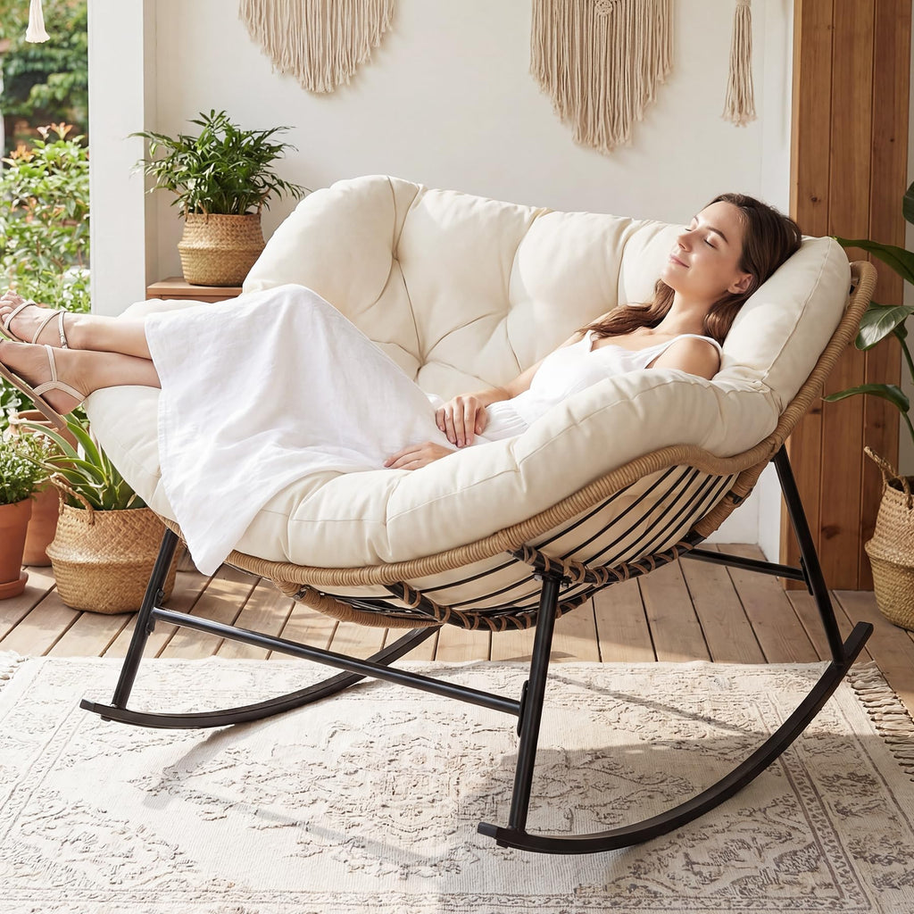 Oversized Rocking Egg Chair, Outdoor Royal Papasan Rocking Chair