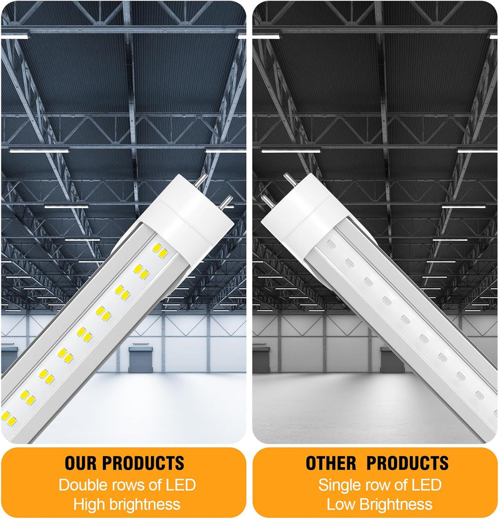 T8 Led Bulbs 4 Foot 28W 4200LM 5000KDaylight,Ballast Bypass,10 Pack
