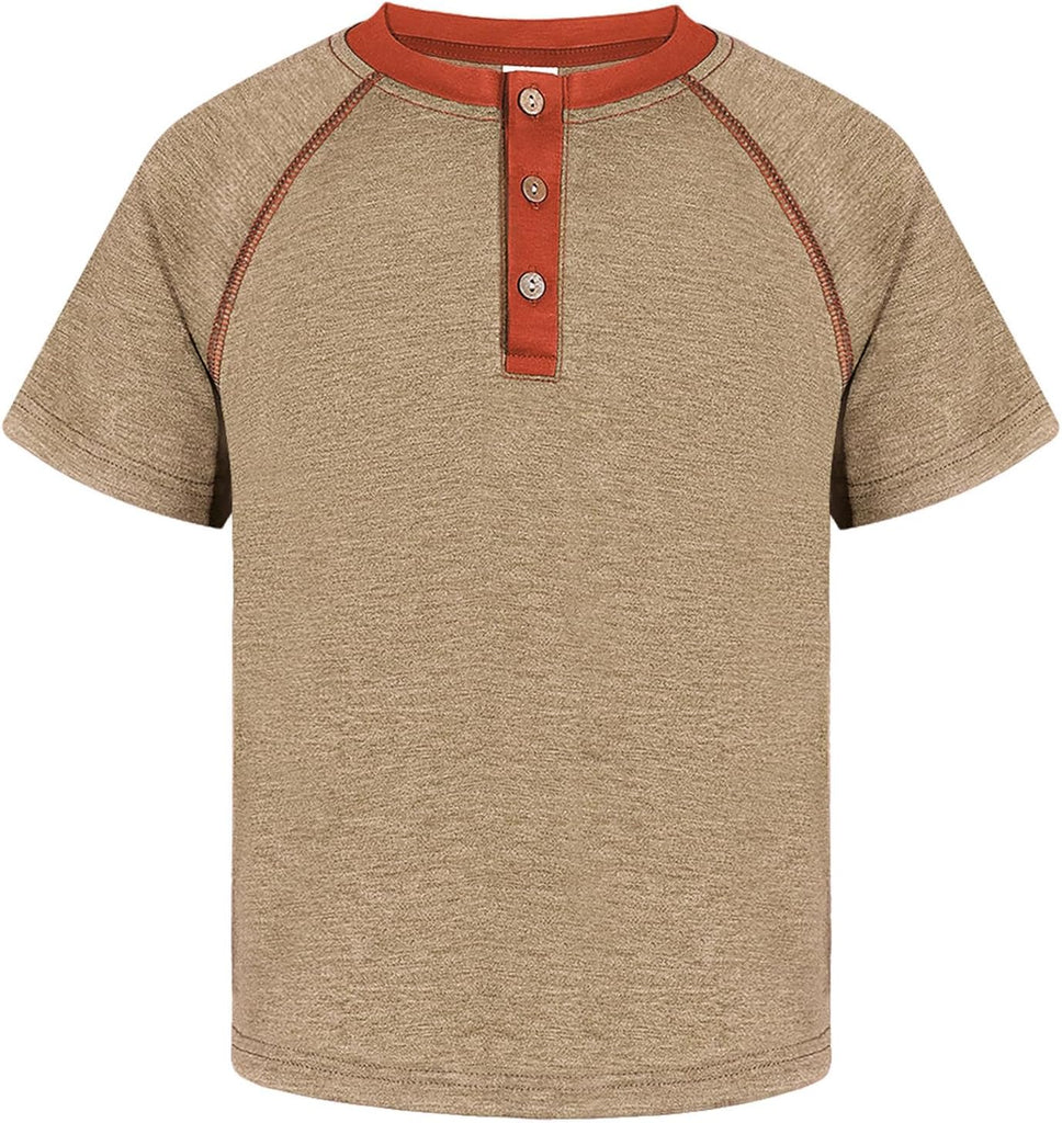 Boy's Henley Shirts Kids Short Sleeve Stylish T-Shirt