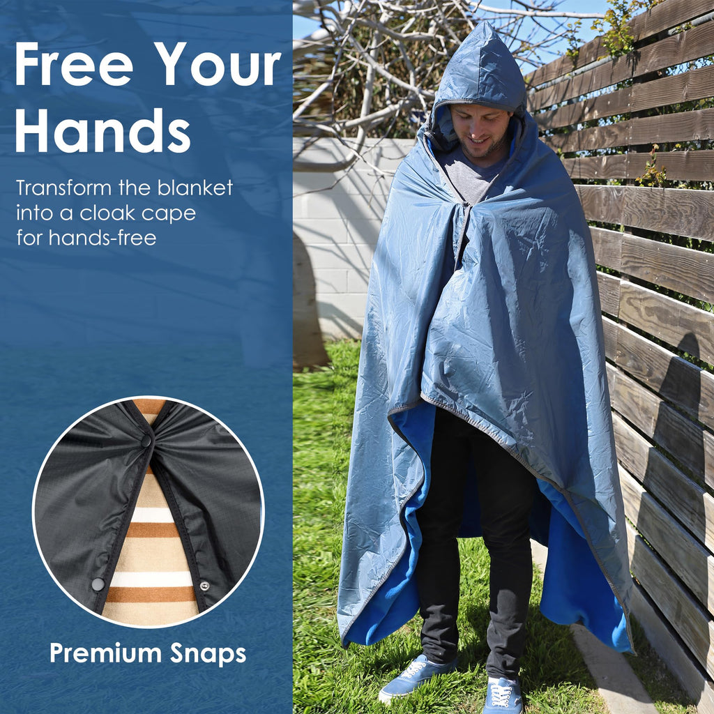 Waterproof Stadium Blanket, Windproof Wearable Poncho for Fans