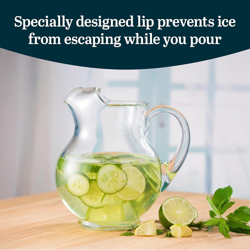 Acapulco Large Glass Pitcher Set of 2, 89 Oz, Clear, Tall Bubble Glass Pitchers with Handle, Modern Drink Pitchers