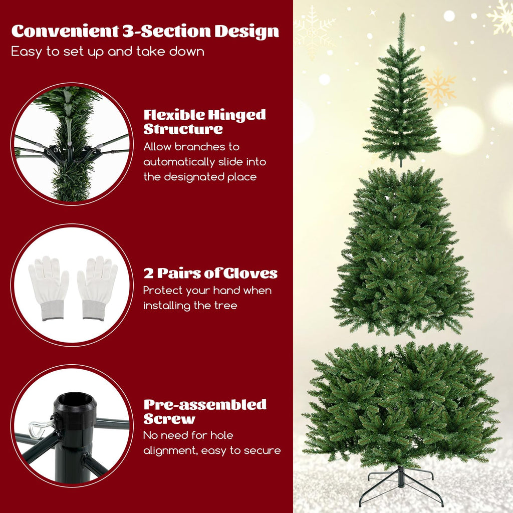 8 FT Pre-Lit Corner Christmas Tree w/ 360 Warm White LED Lights