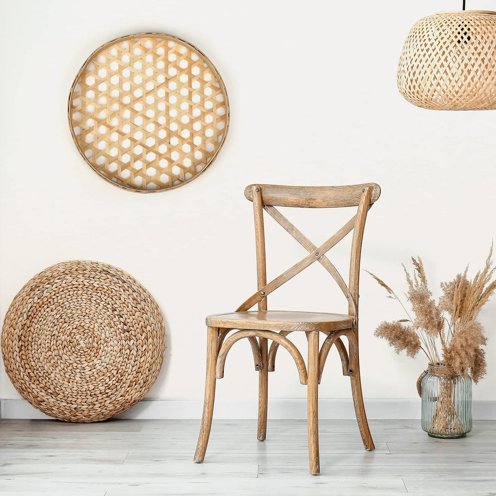 4 Pack Wall Baskets Decor, Round Rattan Bamboo Woven Boho Set