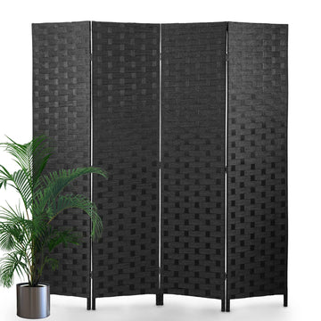 Room Divider, 4 Panels 6FT Folding Privacy Screen Wood Room Divider