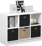 Basic 3x2 Cube Storage Bookcase Organizer with Bins, White/Black