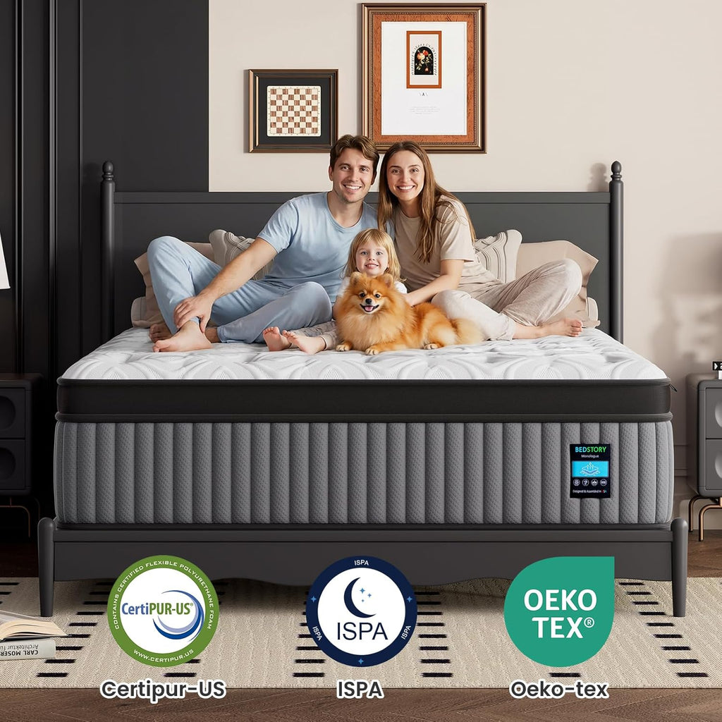 12 Inch Firm Full Mattress, 7-Zone Hybrid Mattress with Extra Lumbar & Hip Support - Deep Sleep Pain Relief Bed in a