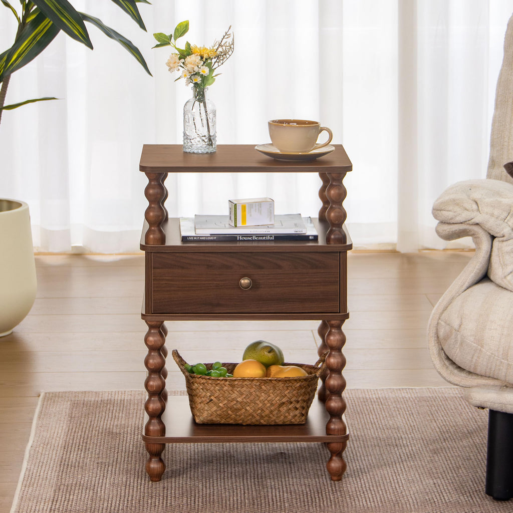 Mid Century Modern Nightstand, Bedside Table with Storage, End Table