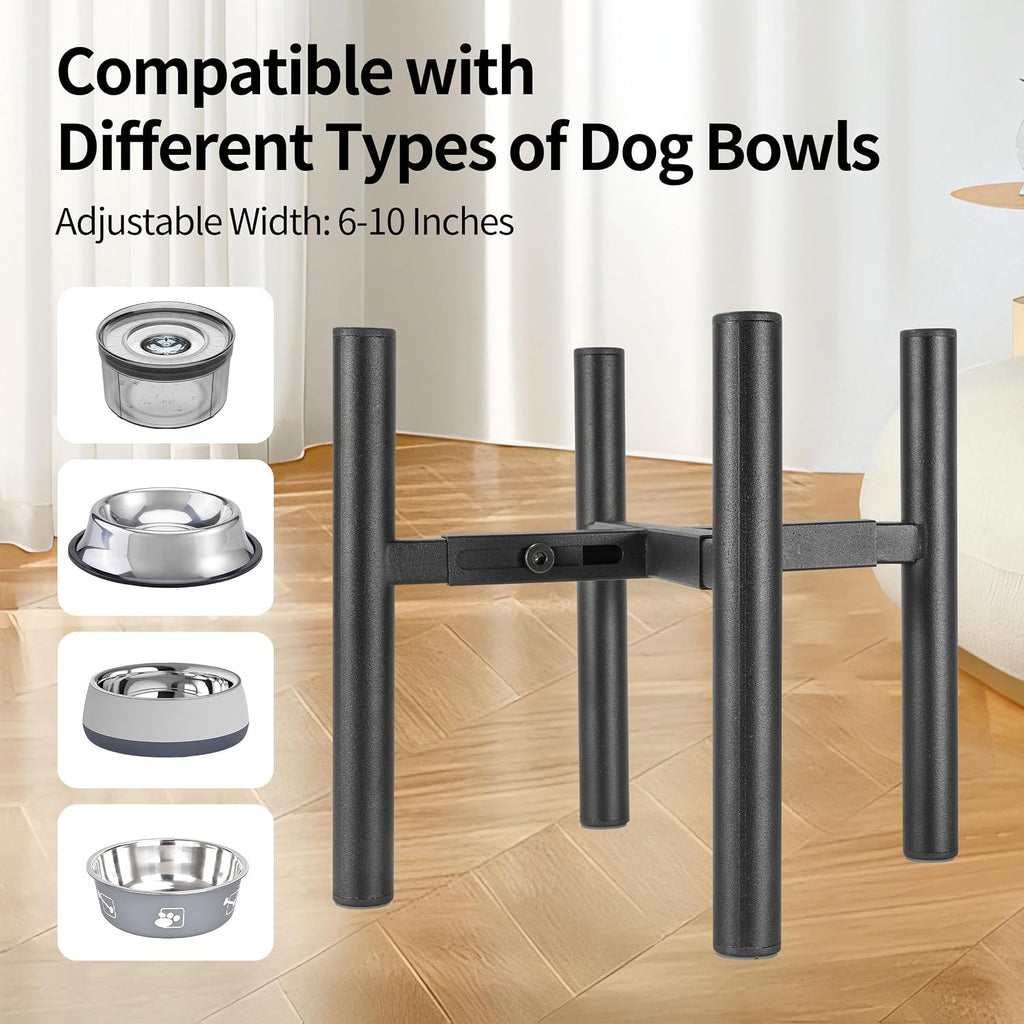 Lifted Dog Bowl Stand - Without Bowls, Single Raise Pet Food Table Adjustable Wide 6-10", Tall 8 10 12" - Bowl Stand