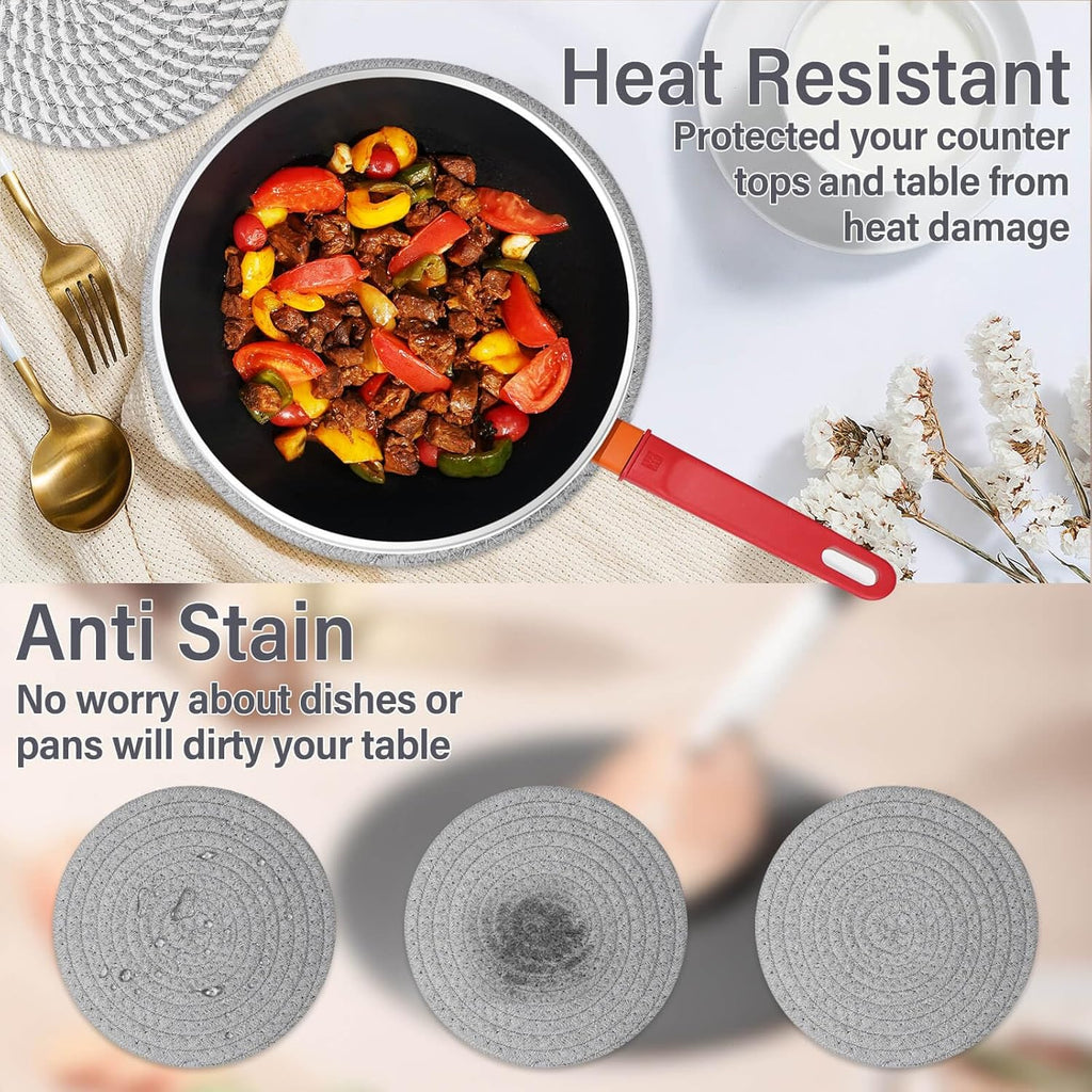 10" Trivets for Hot Dishes, Hot pots and Pans, Heat Resistant Pot Holders, Hot Pads for Countertops - Set of 6
