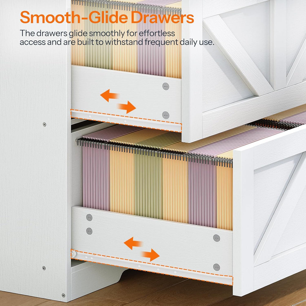 2 Drawer File Cabinet, Farmhouse Lateral Filing Cabinet for Letter/A4/Legal Size, Large Wooden Office Storage