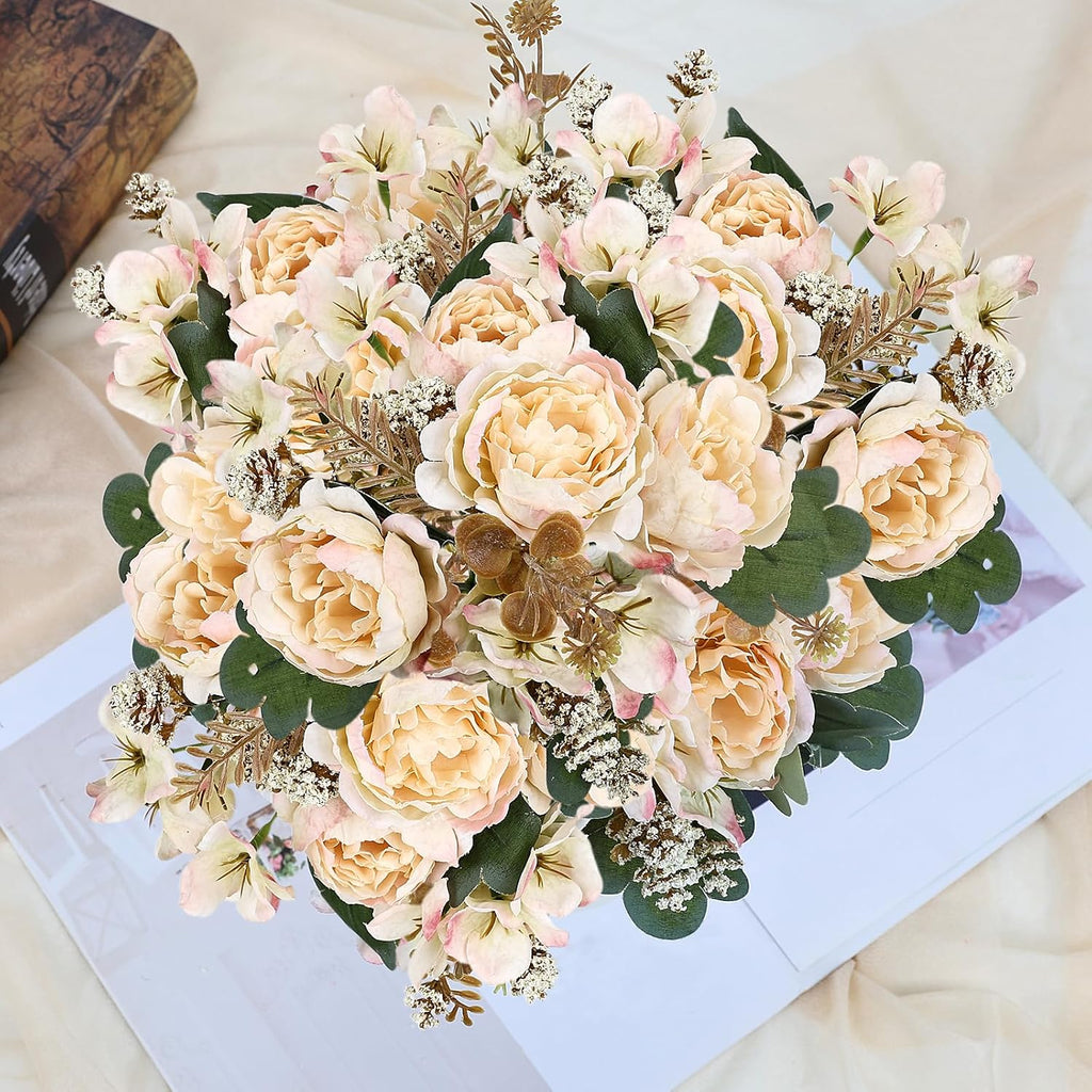 Bundles Champagne Peonies Artificial Flowers for DIY - Set of 6