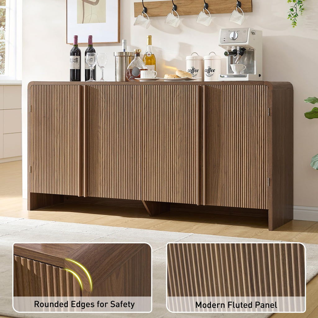 63" Modern Fluted TV Stand with Storage
