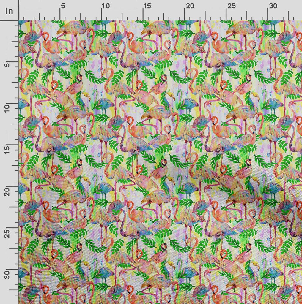Multicolor Cotton Jersey Fabric Flamingo Bird Print Fabric by Yard 58 Inch Wide