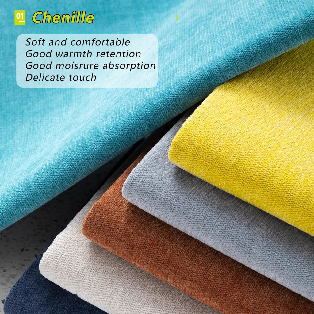 58" x 40" Chenille Fabric | Soft Luxury Decor & Fashion | Crafting Cozy Comfort & Timeless Elegance (Beige)