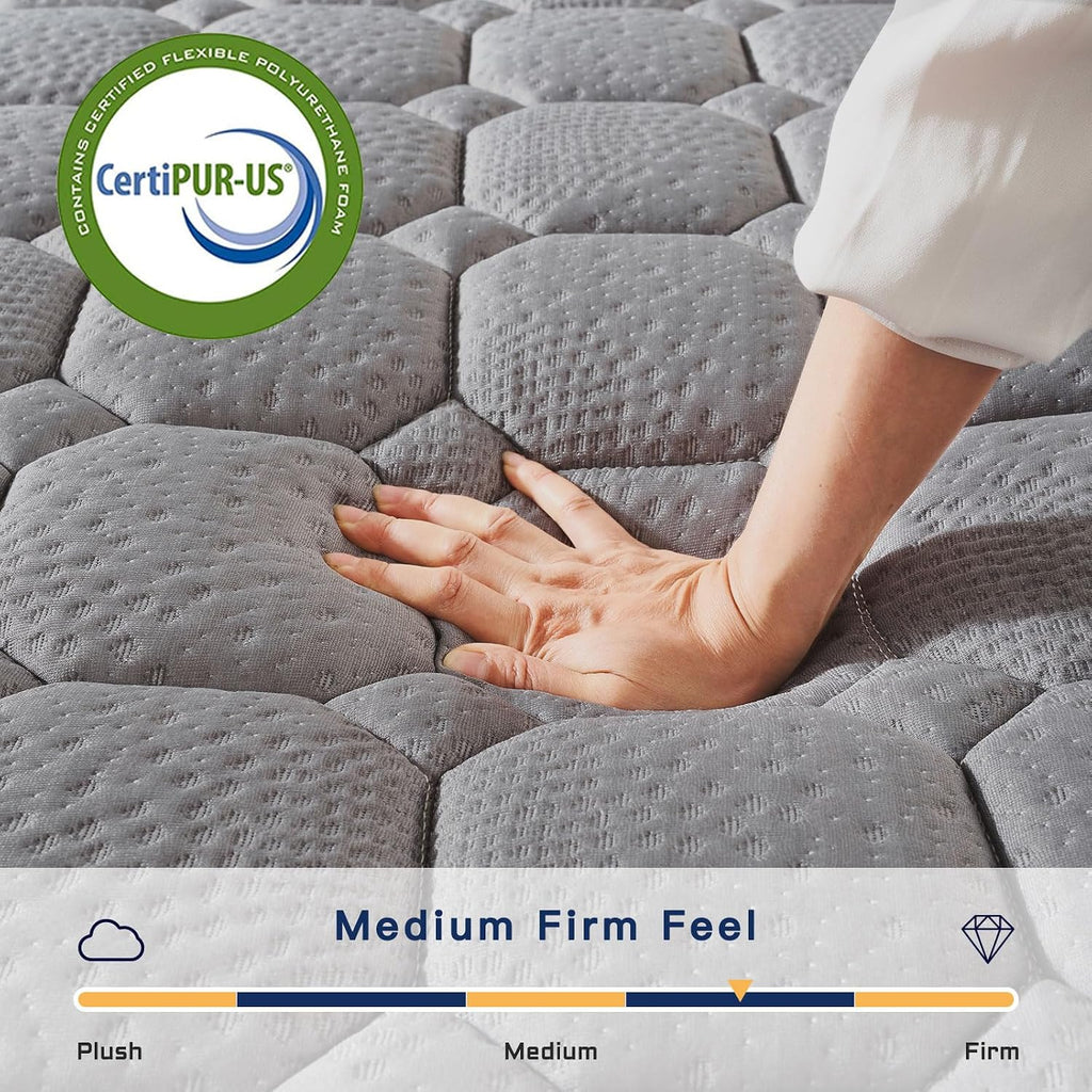 Full Mattress, 10 Inch Full Size Hybrid Mattress in a Box | Memory Foam & Pocket Spring Box Top Mattress for Pressure