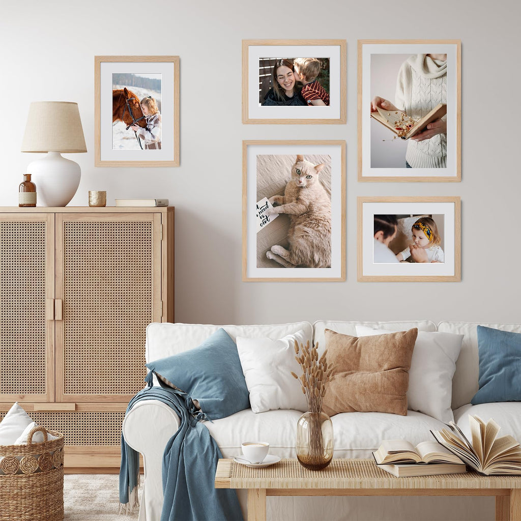 8x10 Solid Oak Wood Picture Frames, Natural Oak, 3 Pack