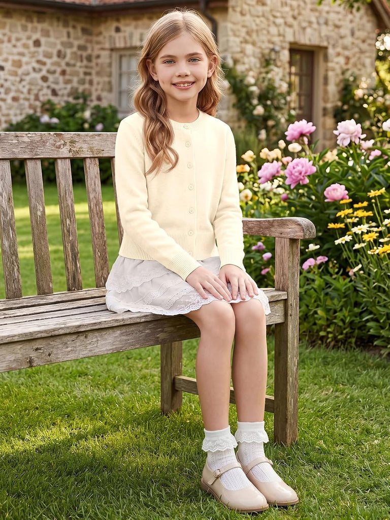 Sweater Kids Cropped Button Knit Sweaters