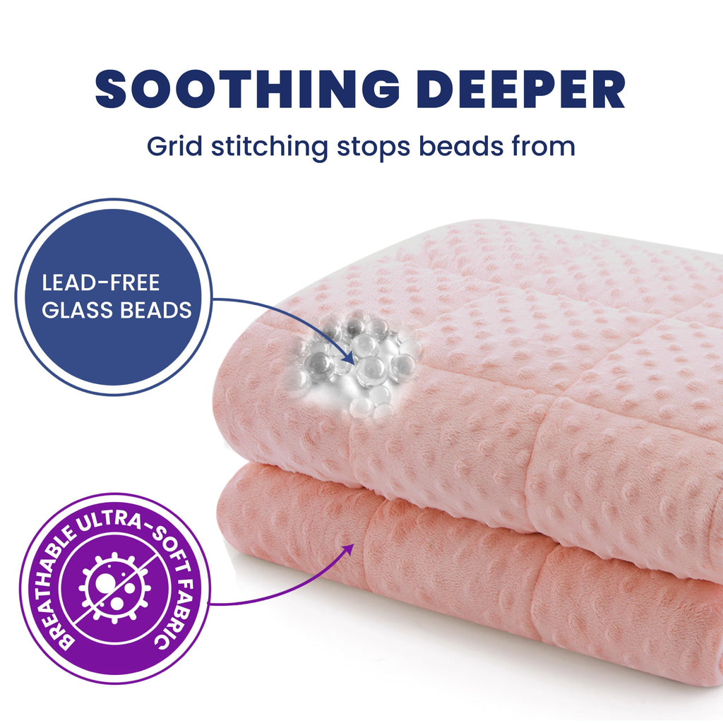 Weighted Blanket Twin 12lbs for Adult(48"×72", Pink) Breathable Soft Minky Weighted Throw Blanket for All Season, Heavy