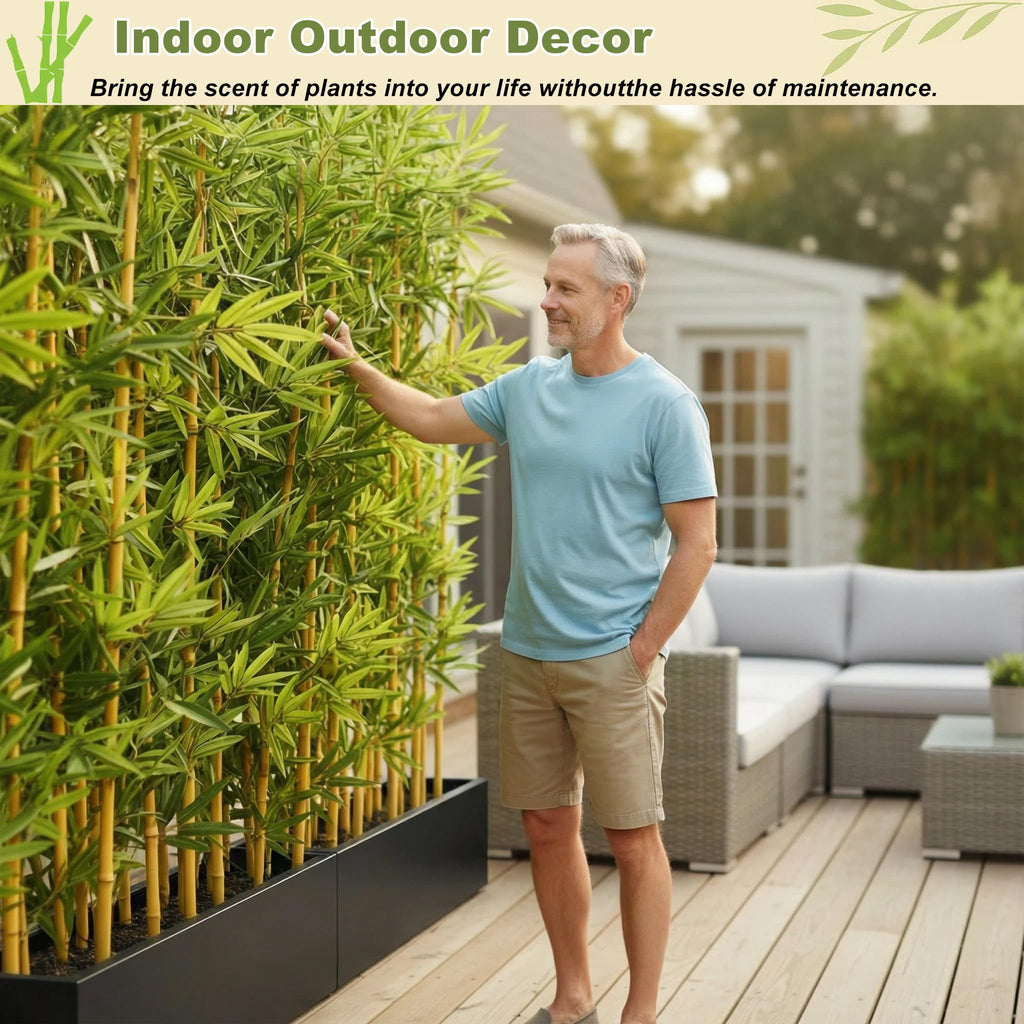 4/5/6/7 ft Faux Bamboo Plant Outdoor 10 Pack, Fake Bamboo with Encrypted Leaves Garden Yard Decor, Privacy Artificial