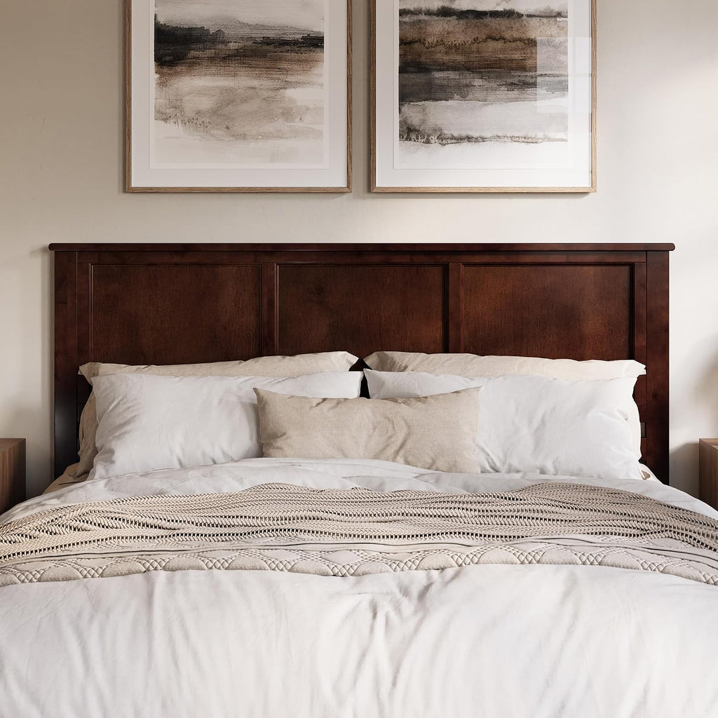 Charlotte King Solid Wood Low Profile Platform Bed, Walnut
