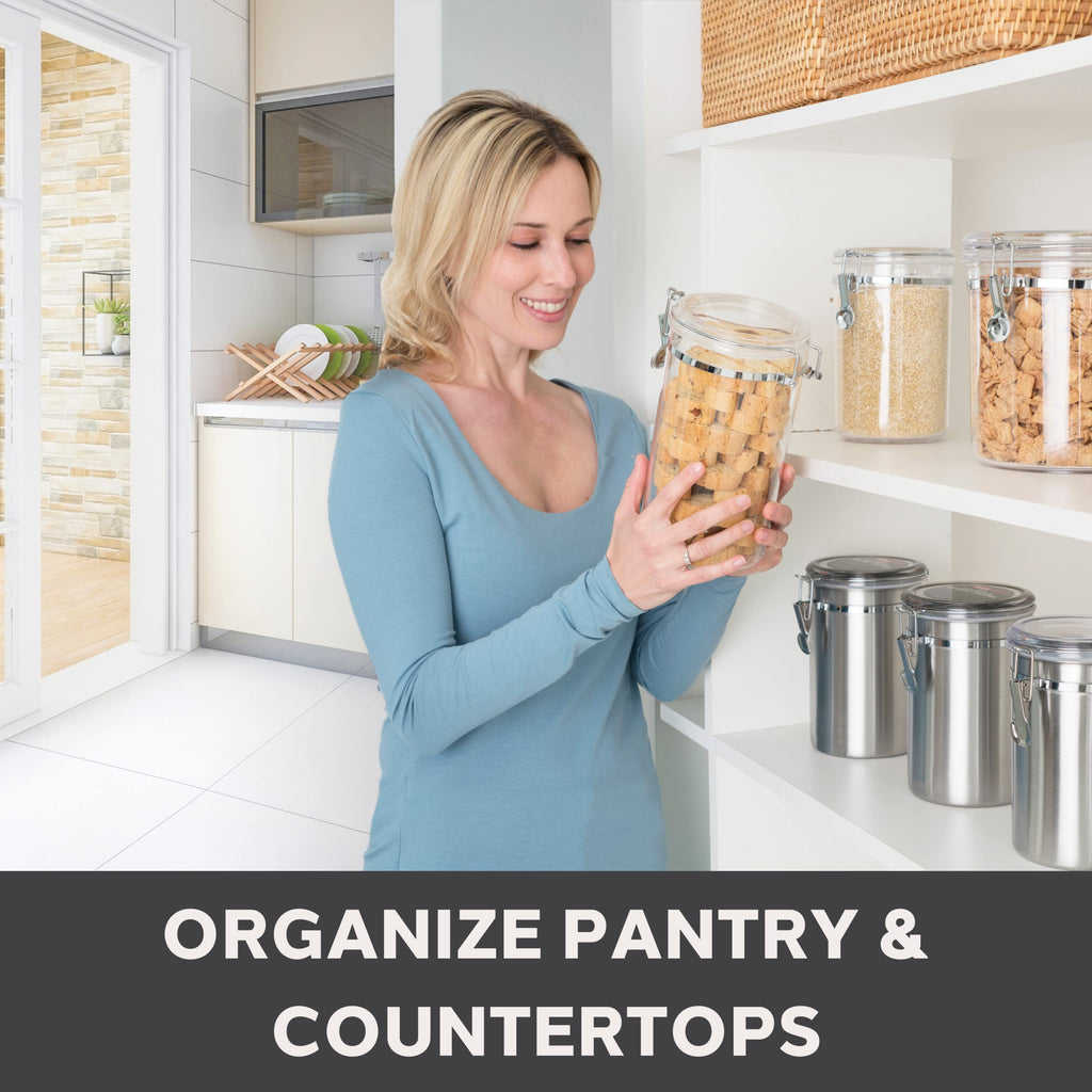Clear Canister Airtight 72oz - Clamp Lid & Spoon - Airtight Food Storage Container, & Pantry Storage of Bulk, Dry