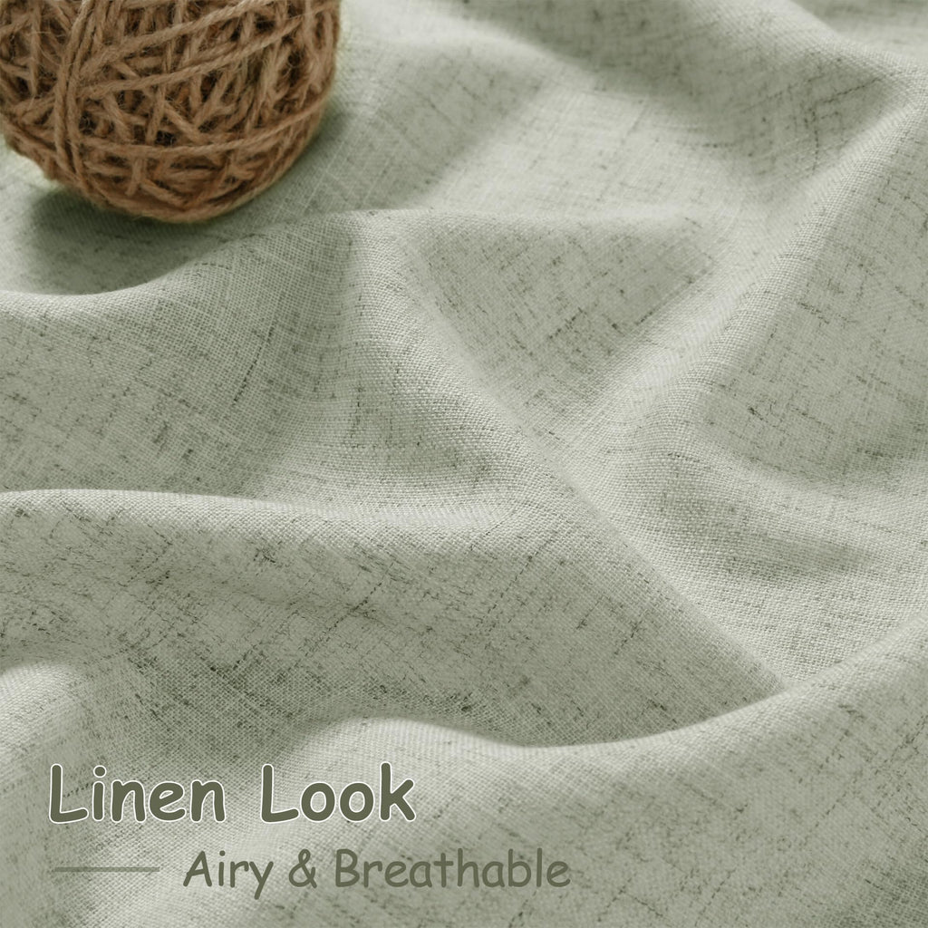 Extra Long Sage Green Curtain 2 Panels 108 inches Long Back Tab Pocket Light Filtering Semi Sheer Drapes Cotton Linen