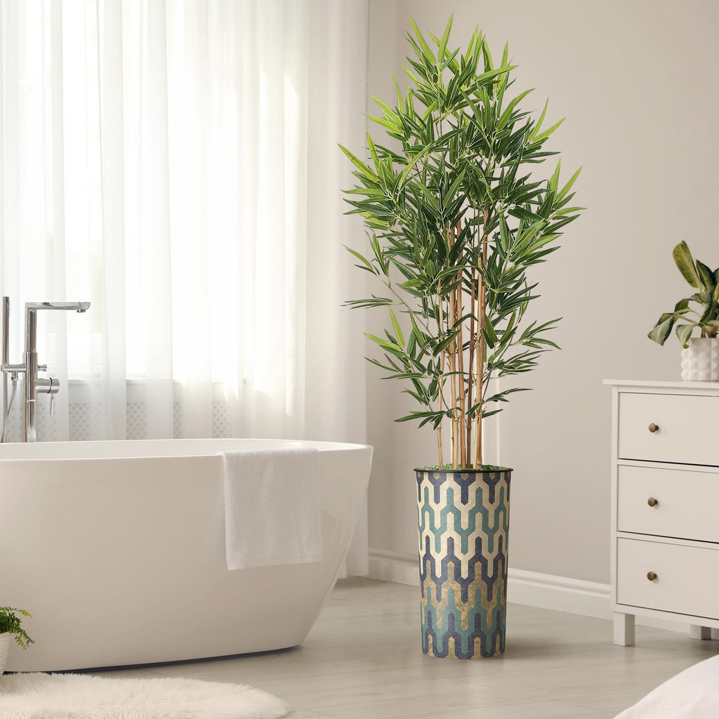 Artificial Tree in Modern Pattern Planter, Fake Bamboo Silk Tree for Indoor and Outdoor Home Decoration - 70" Overall