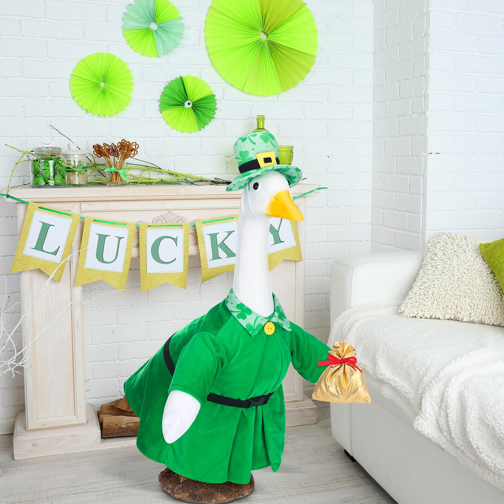 St. Patrick's Day Goose Outfit Porch Goose Clothes for 23" Lawn Outdoor Garden Yard Patio Statue St. Patrick's Day