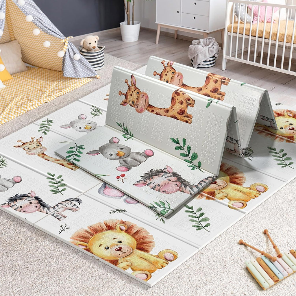 79x71 Extra Large Baby Play Mat for Floor, Foldable Foam Playmat for Babies 0-12 Months & Kids, Non-Toxic Waterproof